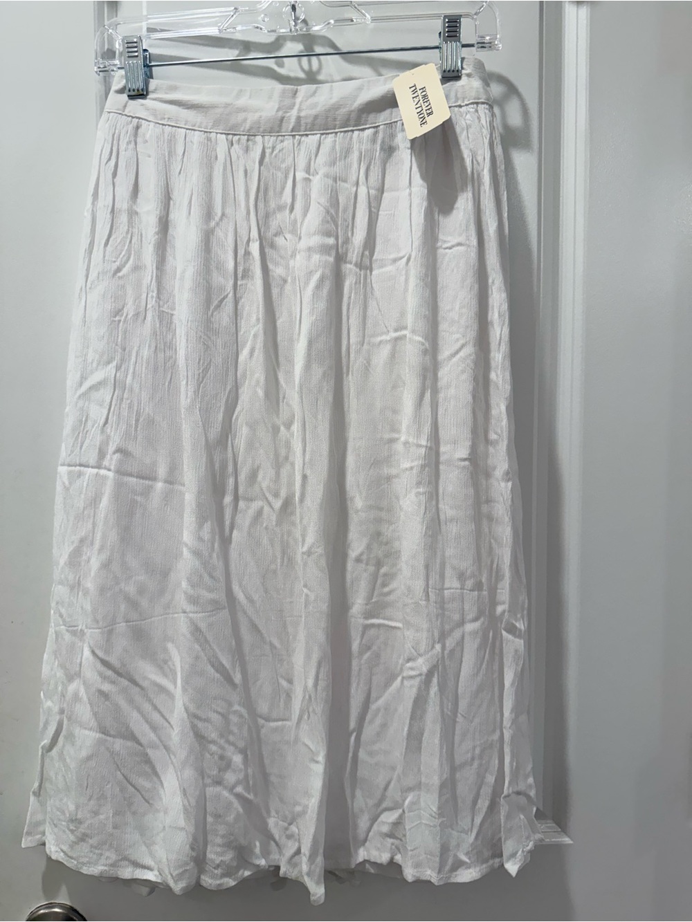 Forever 21 White Midi Skirt - Flowing Lightweight Design